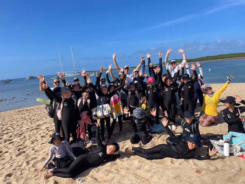 Students taking part in a citizen science reef survey